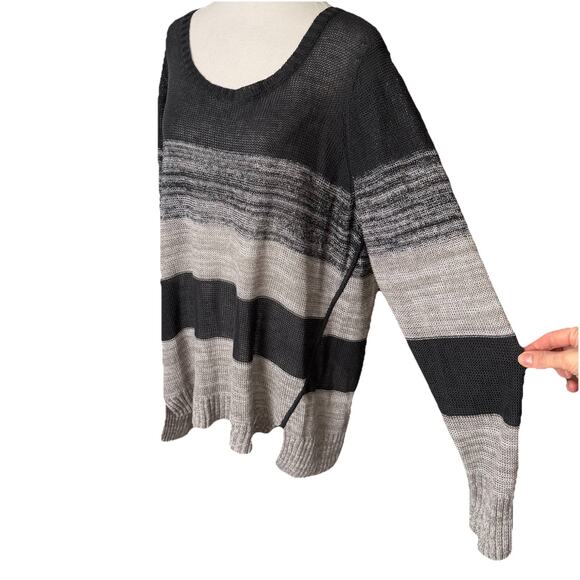 Eileen Fisher Woman Plus Size 2X Knit Sweater Tunic Organic Linen Popover Gray - Picture 9 of 12